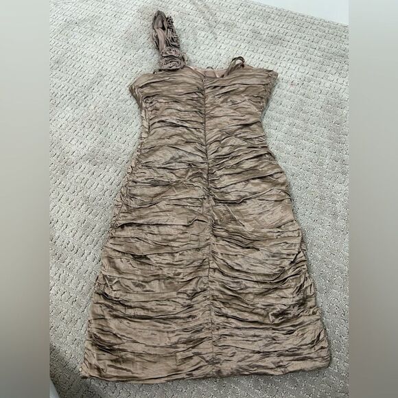 NWT BCBGMaxAzria Evangeline One Shoulder Mini Dress Evangeline in Fatigue - Picture 7 of 13